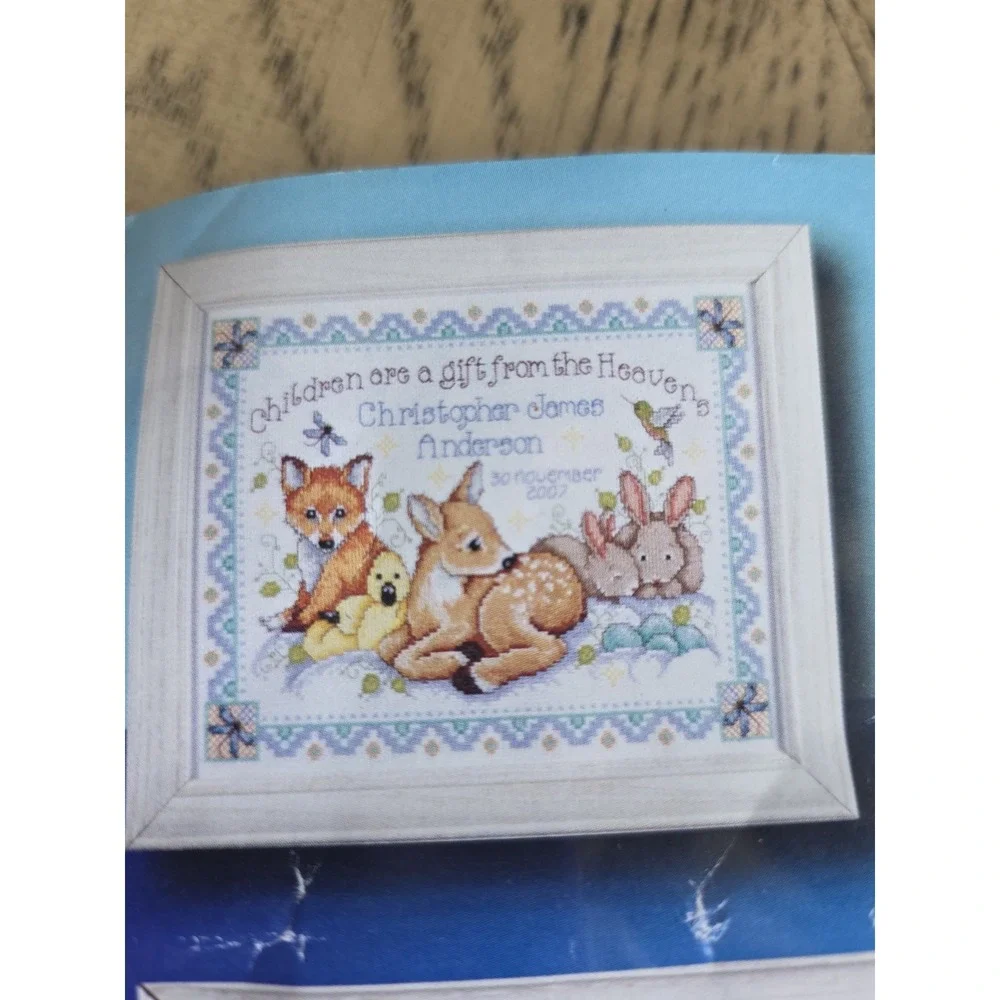 Design Works Crafts Counted Cross Stitch, Woodland Baby Sampler, 12 by 13 inches